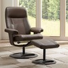 BenchMaster Bruce Chocolate Faux Leather Recliner Chair Modern with Ottoman Footrest Ergonomic Manual Reclining Swivel for Bedroom - 2 of 4