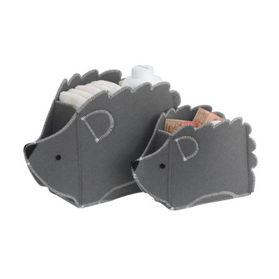 Image of Little Love by NoJo Hedgehog Felt Storage Caddy - Gray 2pc