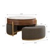 FONTOI Modern Lift-Top Round Coffee Table Living Room Sofa Table with Hidden Storage, 3 Upholstered Nesting Ottomans, Brown, 31.5"* 31.5"*20.1" - 3 of 4