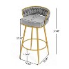 TiramisuBest Set of 2,31" Swivel Bar Stools, Hand-Woven Backrest with Gold Metal Legs, Upholstered Counter Chairs with Footrest for Kitchen(Blue) - 3 of 4