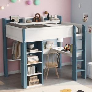 Polibi Modern Full Size Loft Bed with Built-in Desk and Storage Space - 1 of 4