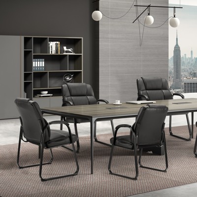FURNIinspire Task And Office Chairs Waiting Room Chairs, Office Desk Guest Chair With Padded Arms, Reception Armchair, Black, 24.5"*20.5"*35"