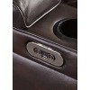 Warnerton Power Recliner Sofa with Adjustable Headrest Chocolate - Signature Design by Ashley: USB Port, Cup Holder, Storage - 4 of 4