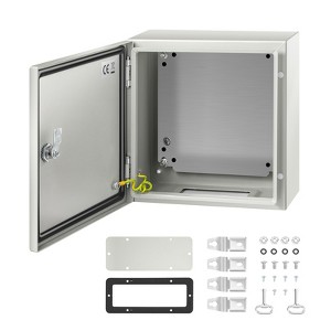 VEVOR NEMA Steel Enclosure, 12 x 12 x 6'' NEMA 4X Steel Electrical Box, IP66 Waterproof & Dustproof, with Mounting Plate, Gray-white - 1 of 4