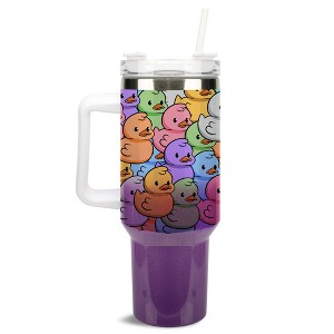 100 North Rainbow Rubber Duck Cartoon Collage 40 oz. Stainless Steel, Large Water Bottle Coffee Mug, Spill & Leak Resistant, Thermal Travel Tumbler - 1 of 1