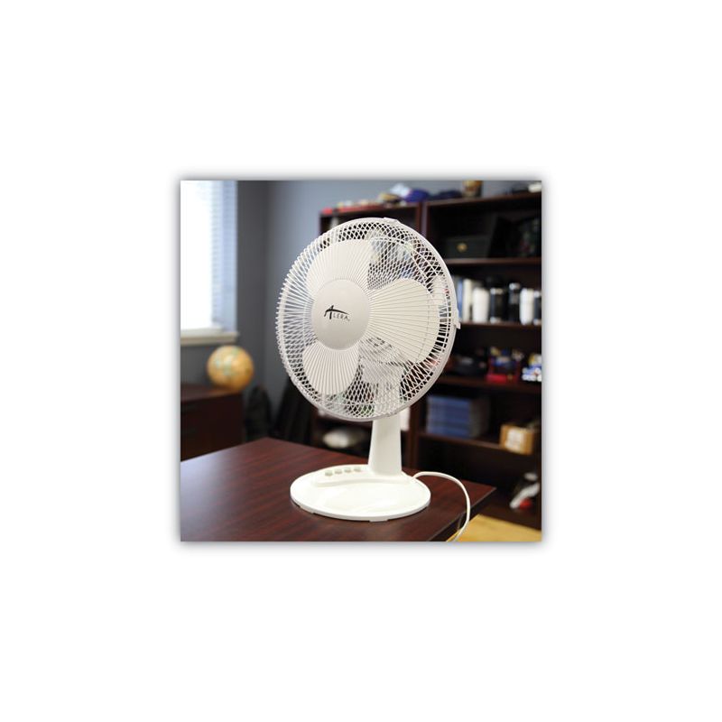 Alera 12" 3-Speed Oscillating Desk Fan, Plastic, White, 4 of 7