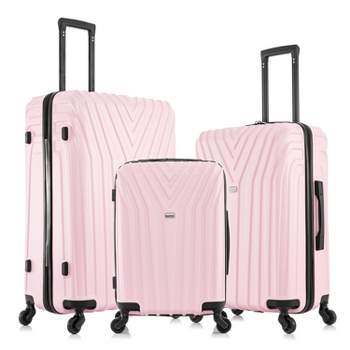 InUSA Resilience Lightweight Hardside Checked Spinner Luggage Set 3pc -  Beige