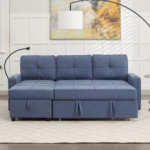 HYLEORY Convertible L Shaped Couch with Pull Out Bed, Sleeper Sofa with Reversible Chaise for Living Room, Apartment, Bedroom, Office - 1 of 4
