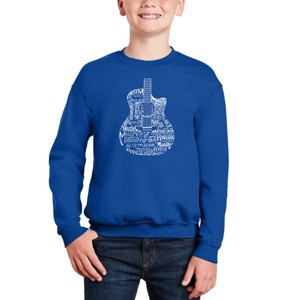 LA Pop Art Languages Guitar - Boy's Word Art Crewneck Sweatshirt - 1 of 3