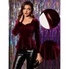 INSPIRE CHIC Women's Elegant Sweetheart Neck Long Sleeve Velvet Peplum Top - 2 of 4