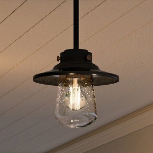 Urban Ambiance Luxury Coastal Outdoor Pendant 8''H x 9''W,  Midnight Black Finish,  Santa-Ana Collection, UHP1321 - 1 of 4