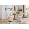 Gulches Beige Chenille Swivel Dining Chair Set of 2 360 Degree Wheels Ergonomic Back 21 inch Wide 250 lb Compact Kitchen Dining Room - 4 of 4