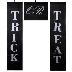 Northlight Trick or Treat Outdoor Halloween Banners - 19.25" - Black and White - Set of 3 - 1 of 4