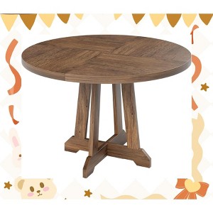 Garvee 47 Inch Round Dining Table for 4 to 6 People – Farmhouse Style Wooden Table with Sturdy Construction, Perfect for Family Gatherings - 1 of 4