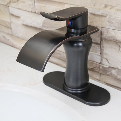 Oil Rubbed Bronze Single Handle Waterfall Bathroom Faucet