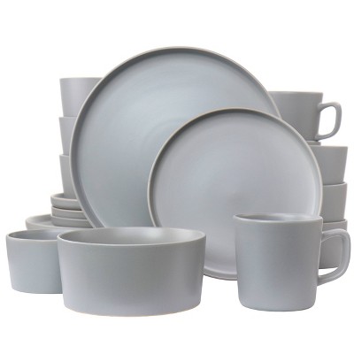 20pc Stoneware Luxmatte Dinnerware Set Light Gray - Elama