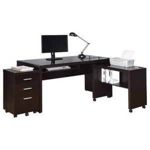 3pc Skeena Office Desk Set Cappuccino - Coaster - 1 of 4