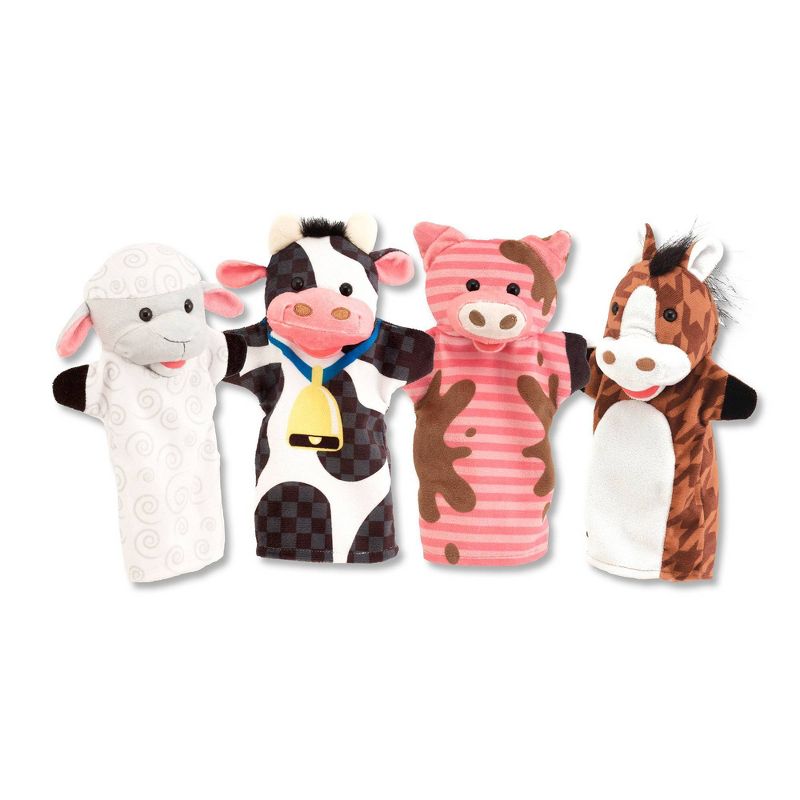 Melissa &#38; Doug Farm Friends Hand Puppets (Set of 4) - Cow, Horse, Sheep, and Pig, 1 of 11