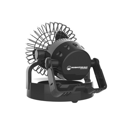 Black Battery-Operated 2-in-1 Camping Fan and LED Light