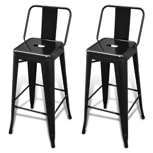 vidaXL Bar Stool Set of 2 Black Steel Tall Footrest Bar Stool - 1 of 4