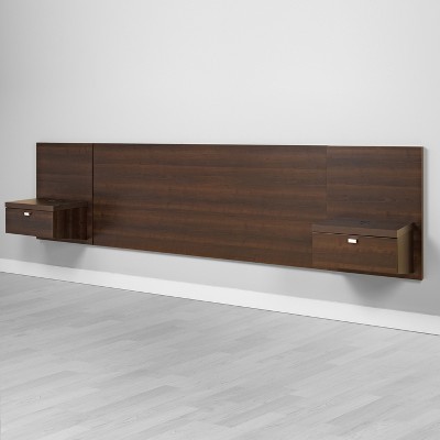 Series 9 Designer Floating King Headboard With Nightstands Espresso Brown Prepac Target