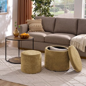 NicBex Round Linen Storage Ottoman Bench,Storage Ottoman with Combination Set Table and Drum Stool,Storage Bench for Living Room,Bedroom - 1 of 4