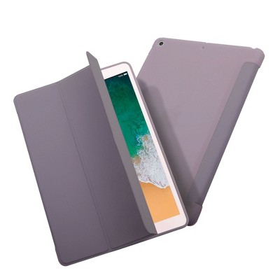 Insten Tablet Case Compatible with iPad 10.2" 8th & 9th Generation, Liquid Silicone, Frosted Back, Auto Sleep/Wake, Pencil Charging, Grey Purple