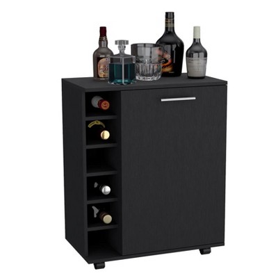 NicBex Rolling Kitchen Island Cart with 6 Bottle Racks and 2 Shelves,Kitchen Island on Wheels with Storage,Modern Island Table for Kitchen