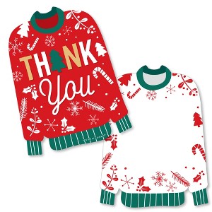 Big Dot of Happiness Christmas Pajamas - Shaped Thank You Cards - Holiday Plaid PJ Party Thank You Note Cards with Envelopes - Set of 12 - 1 of 4