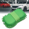 Unique Bargains 8-Shape Microfiber Fiber Chenille Sponge Car Wash Cleaning Glove Brush Pad Green 9.8x5.1x2.8inches - 2 of 4