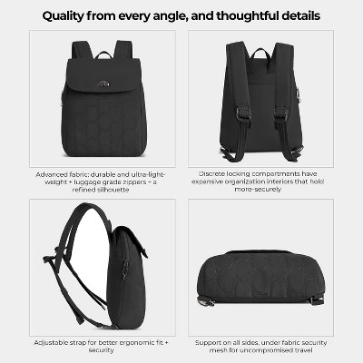 Travelon Anti-Theft Runways Compact Backpack - Black — фото 5