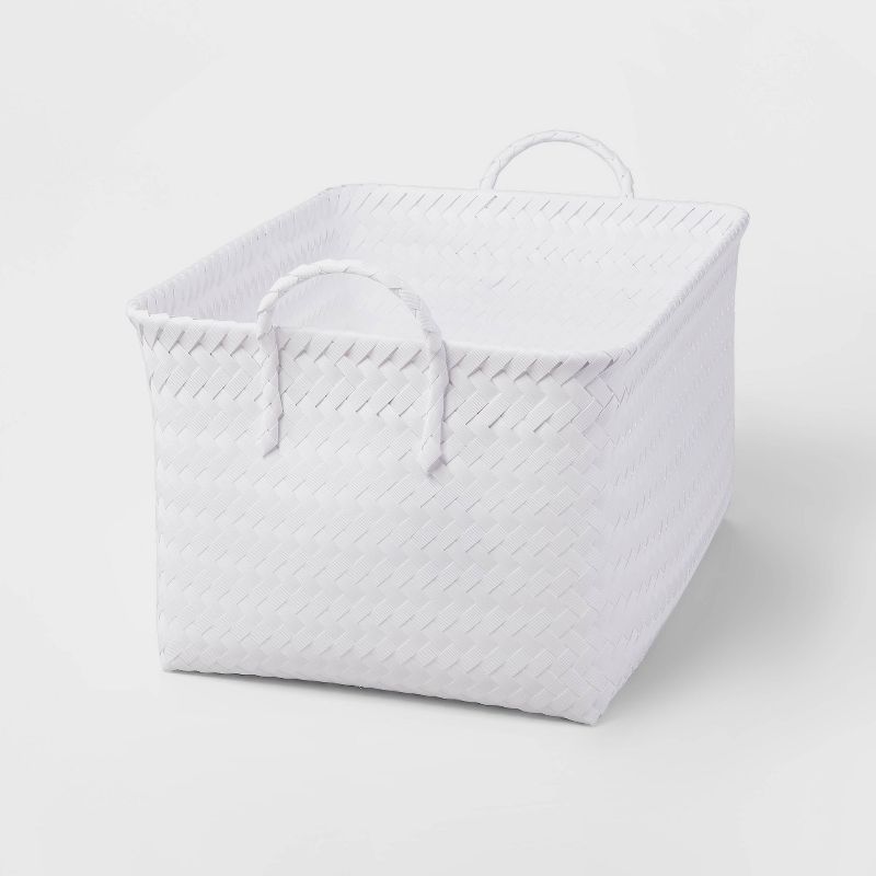 Large Woven Rectangular Storage Basket White - Brightroom™