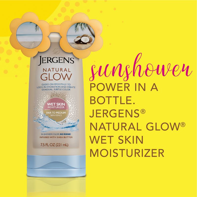 Jergens Natural Glow Wet Skin Moisturizer, In-Shower Self Tanner Body Lotion, 4 of 14
