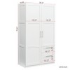 TIRAMISUBEST High wardrobe and kitchen cabinet with 2 doors - Mobile Lateral Filing Cabinet, Locking Wheels, Adjustable Shelf - 4 of 4