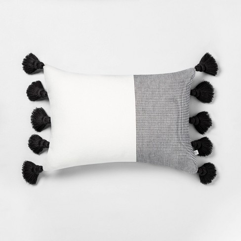 14" x 20" Textured Colorblock Lumbar Pillow - Hearth & Hand™ with Magnolia - image 1 of 4