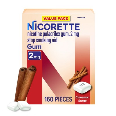 Nicorette 2mg Stop Smoking Aid Nicotine Gum - Cinnamon Surge - 160ct