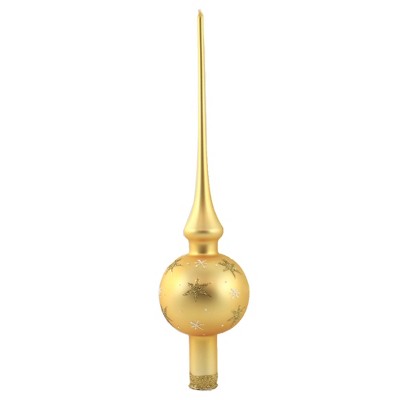 Inge Glas 12.0" Matte Gold With Stars Finial Tree Topper Christmas  -  Tree Toppers
