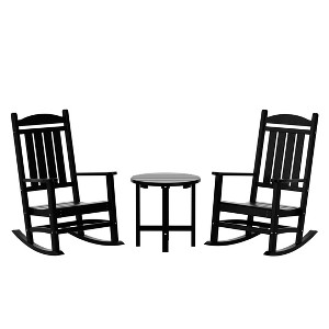 WestinTrends 3 Piece Outdoor Porch Rocking Chairs with Round Side Table Set - 1 of 4