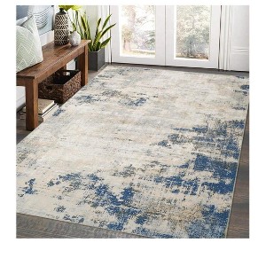 Gray-2*6 feet  Modern Abstract Living Room Rug Machine Washable Soft Carpet Non Slip Non Shedding Ultra Thin Pet Friendly Soft Indoor Foldable Floor - 1 of 4