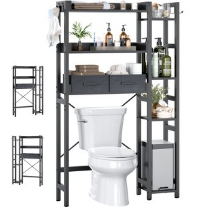 Aheaplus 31'' W Over-the-Toilet Storage Shelf with 2 Drawers and 4 Hooks for Restroom and Laundry - 1 of 4