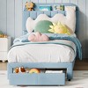 homfan Twin Velvet Bed Frame for Girls with Storage Headboard & Drawer, No Box Spring Needed, Easy Assembly - 3 of 4