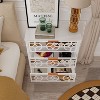 FUFU&GAGA White Three Drawer Nightstand with Mirrored Floral Decorative Top Bedside Table White - 2 of 4