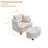 Chenille Accent Chair with Storage Ottoman, Upholstered Armchair Reaging Chair Barrel Chair - ModernLuxe - 3 of 4