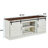 Angel Sar Farmhouse TV Stand with Charging Station for 70 Inch TV, Media Console with Sliding Barn Doors with Glass - 2 of 4