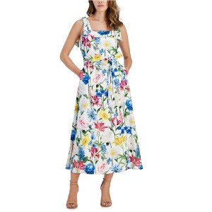 Anne Klein Womens Floral Shift Midi A-line Dress - 1 of 2