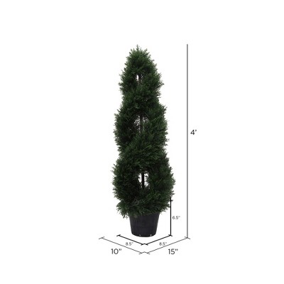 4' Green Plastic Boxwood Spiral Topiary with Lights