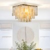 ALOADECOR 3-Light Coastal Natural Capiz Shell Tiered Flush Mount Ceiling Light With Square Antique Gold Frame - 2 of 4