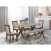 HomeStock 6-Piece Rectangle Distressed Jacobean Finish Solid Wood Top Dining Table with 1-Bench, 4-Chairs - 2 of 4
