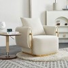 35.83" W Luxury Modern Accent Armchair,Beige Velvet Single Seat Couch With Gold Stainless Steel Frame Single Sofa Chair For Living Room-Cuddlewood - 3 of 4