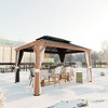 COWLOWN 12' X 16' Permanent Double - Tier Hardtop Gazebo in Aluminum Metal with Reinforced Galvanized Steel Roof for Patio, Deck, Lawn & Backyard - 3 of 4
